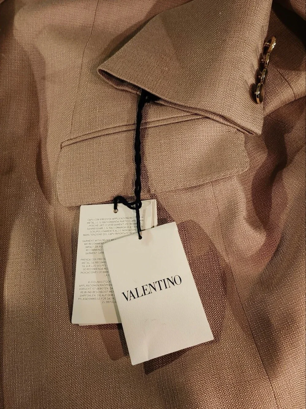 Valentino Garavani Camel Beige Hopsack Viscose Two Button Blazer 42 NWT $4750